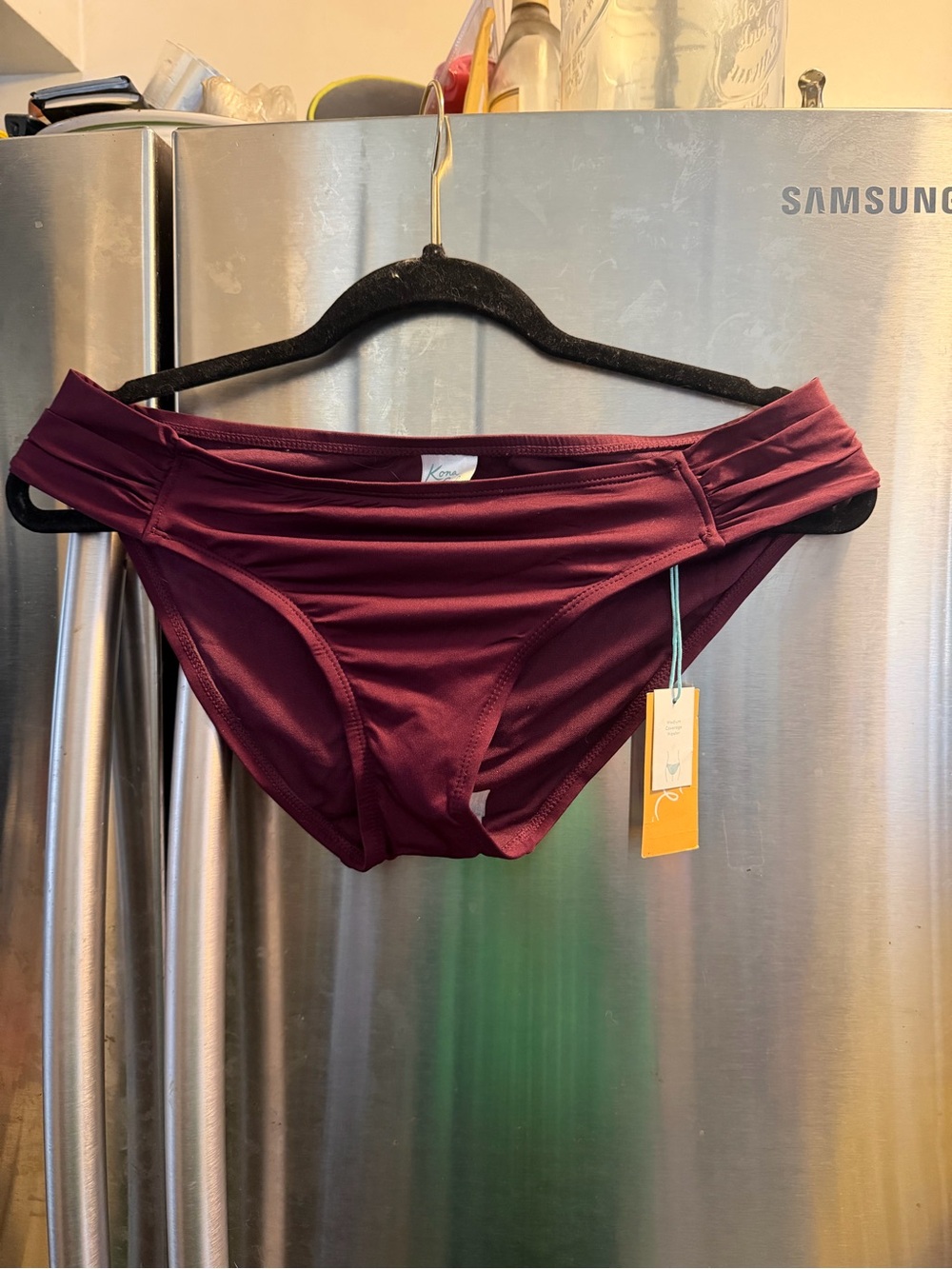 Kona Sol Deep Burgundy Ruched Bikini Bottoms